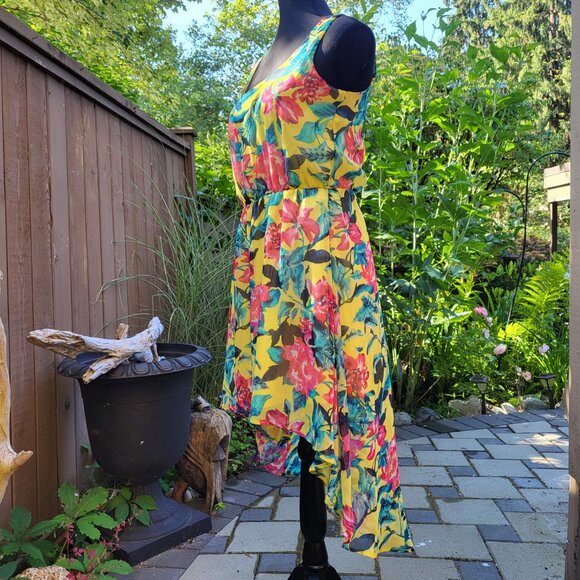 High Low Yellow Floral Dress Size Small - Picture 3 of 10